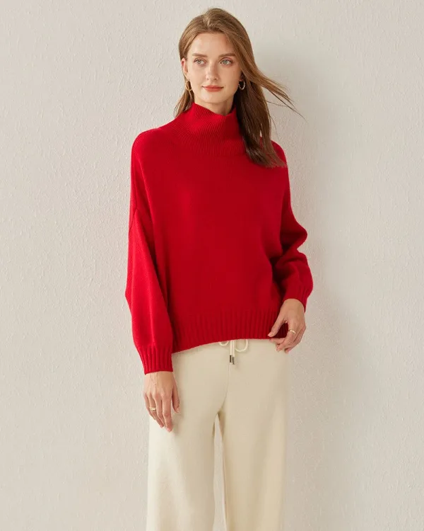 pull col roulé oversized en cachemire